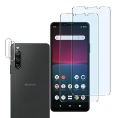 【2+2枚セット-ブルーライトカット】Xperia 10 IV SO-52C SOG07 フィルム Xperia 10 IV ガラスフィルム ブルーライト(2枚) + レンズ保護フィルム (2枚) エクスペリア10 IV 液晶保護フィルム さらさら 強化ガ