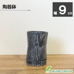 観葉植物 鉢 おしゃれ 陶器鉢 3号 デザイン陶器 ソーサー付 ブラック 木目調 黒 鉢植え 植木鉢 人気 誕生日 インテリア リビング 送料無料 DB60
