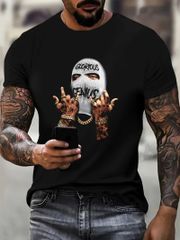 HIPHOP プリント 半袖Tシャツ 287  黒 派手 ストリート ダンス B系 ヤクザ ヤンキー オラオラ系 悪羅悪羅 ホスト 服 メンズ ファッション