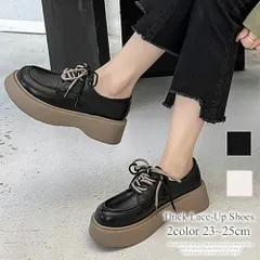 厚底レースアップシューズ レディース 靴 無地 10代 20代 30代 韓国ファッション 韓国 可愛い シンプル カジュアル マニッシュ ボリューム