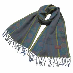 ケンゾー KENZO 美品 フラワー マフラー フリンジ 花柄 ウール ブルー系 ■GY09 Xのサムネイル