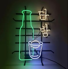 オリジナル　ネオン看板 韓国語タンバム 焼酎グラス＆ボトル LEDライト　オーダーメイド