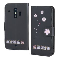 らくらくスマートフォン me F-01L ケース docomo らくらくスマートフォン F-42A ケース 手帳型 富士通 FUJITSU F-42 ケース PUレザー 財布型 かわいい子猫のエンボス模様 軽量 カード収納 スタンド機能 防塵 らくらくスマート