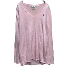 LACOSTE コットンニット セーター レディース L~ ピンク ラコステ Vネック 古着卸 アメリカ仕入 a703-5722