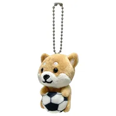[LamPlanning] 旅するマメしば キーホルダー マスコット ボールチェーン バックチャーム かわいい ふわふわ 犬 柴犬 豆柴 癒し (サッカーバージョン) 0
