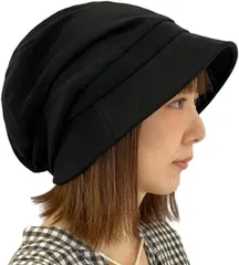 FireflyShop(ファイアフライショップ) レディース キャスケット サイズ調節可 ダウンハット 帽子 折りたたみ可 オールシーズン 母の日 日よけ( 6.綿100％ブラック)