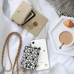 スマホケース ハード 全機種対応【クリアケース×キュートデザインカード入れ×ストラップ】270