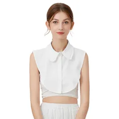 おしゃれ オフィス 可愛い 通勤 OL ベーシック レギュラーカラー シンプル 襟 ブラウス 女性 重ね着風 アクセサリー 小物 レイヤード ボタンつけ襟 無地 ビッグカラー フリル シャツ襟 付け衿 角襟 レディース つけ襟 [UMIYI]