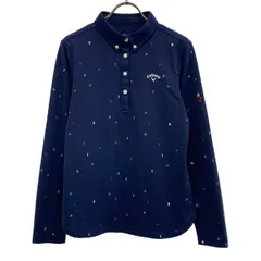 Callaway キャロウェイ 長袖 ボタンダウン ポロシャツ L ネイビー レディース 古着