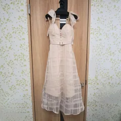 YSG30　未使用タグ付き DEA.by ROBE de FLEURS ディア バイ ローブドフルール 肩リボン オーガンジーフレアロングキャミキャバドレス