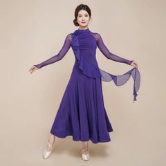 イチオク 社交ダンス レッスンウェア パープル ノースリーブ