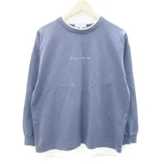 ユナイテッドアローズ A DAY IN THE LIFE UNITED ARROWS Tシャツ カットソー 長袖 レイヤード風 刺繍 Ｌライトブルー 水色 /YM7