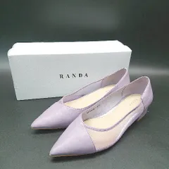 ◇ RANDA ランダ ポインテッドトゥ おしゃれ メッシュ チャンキーヒール パンプス サイズ23.5 パープル レディース E 【1306190004910】