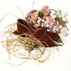 ピンクハウス系？★やさしいピンクの小花とベルベットリボンのブーケコサージュ　ピンク系 ＊k3971のサムネイル