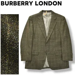 日本製 バーバリー ロンドン BURBERRY LONDON 2B シングル テーラード ジャケット ブレザー ノッチドラペル サイドベンツ 総裏地 A5 チェック柄 ブラウン  メンズ