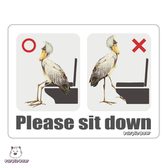 送料無料　ハシビロコウ　トイレ用シール　Shoebill「ハシビロコウ　Please sit down　シール」（約７５ｍｍ×約１００ｍｍ）