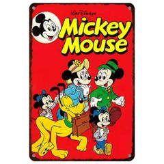 【826】新品 レトロ ブリキ看板 ★ Disney Mickey Mouse ★ ミッキーマウス ミニーマウス ディズニー アメリカン雑貨 ガレージ フェンス ヴィンテージ