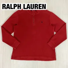 POLO BY RALPH LAUREN ポロバイラルフローレン ハーフジップ 長袖 コットンニット セーター カットソー XL(18-20) 170cm レッド 赤 着丈69cm 肩幅49cm 身幅(脇下)53.5cm 袖丈61cm【古着】