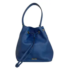 新品タグ付き　miu miu 巾着バッグ　紺　巾着袋 新品タグ付きmiu miu 巾着バッグ紺巾着袋