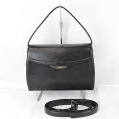 良品『USED』 ウンガロ 箱・ショルダーストラップ有 ハンドバッグ レザー ブラック 型崩れしにくい・キズがつきにくい