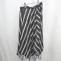 ◇ ⊂ ラウンジドレス カジュアル　縦ボーター 膝丈 フレア スカート サイズF ブラック系 レディース E  【1505220001619】