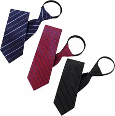 GRANVEL ワンタッチネクタイ 結ばないネクタイ ビジネス セット 簡単装着 冠婚葬祭 紳士(3本セットB,  ネクタイ長さ：48cm　大剣幅：8cm)