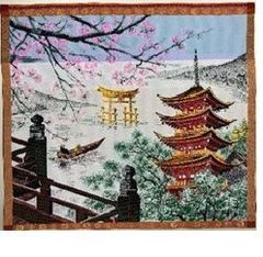ジャガード織マット　No.14　日本の原景　宮島の春　３０ｃｍ×２７ｃｍ