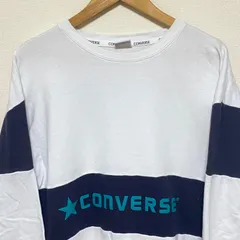 (^w^)b CONVERSE コンバース トレーナー スウェット クルーネック プルオーバー Uネック ビック  ロゴ プリント 刺繍 ワンポイント 白 ネイビー コットン 綿 100% おしゃれ さわやか ツートーン オールスター 春 秋 メンズ サイズL