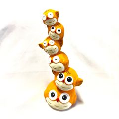 ふくろう　幸福六　こうふくろう　福がさね　陶製　置物　龍虎作　開運
