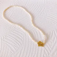 〈a29〉淡水バロックパールネックレス チョーカー ゴールド 韓国 フラワー 花