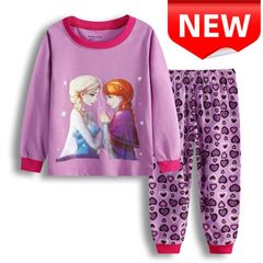 ✨新品✨アナと雪の女王 エルサ アナ 子供用パジャマ 女の子 ルームウェア 上下セット 長袖 ピンク パープル ハート柄 可愛い キャラクター 部屋着 寝巻き 冬用 プリンセス 100/110/120/130cm 棉 コットン キッズパジャマ 長袖パジャマ