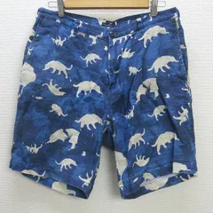 G■アーバンリサーチ/URBAN RESEARCH  動物柄/コットンハーフパンツ【40】青系/men's/43【中古】■