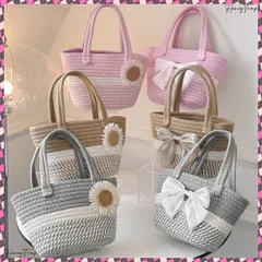 送料無料 かごバッグ 花火大会 浴衣ハンドバッグ レディース ストローバッグ おしゃれ リゾートバッグ ビーチカバン 麦わらバッグ 編み込み風かごバッグ 旅行手提げバッグ フェミニンバッグ春 可愛いミニトート夏 バケットバッグ夏鞄