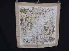 ChristianDior クリスチャンディオール シルク100% 花柄 大判 スカーフ ストール ショール ベージュ系×マルチカラー DJ8455