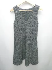 ◇ any SiS エニィスィス Vネック ウール混 総柄 ノースリーブ ミニ丈 ワンピース サイズ1 ブラック レディース P  【1405090018413】のサムネイル