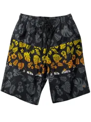 サーフパンツ 大きいサイズ メンズ 花柄 ボタニカル柄 OP ストレッチ サポーター付 配色 C070428-10 ブラック