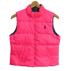 ポロラルフローレン ダウンベスト ジャケット アウター リバーシブル キッズ 女の子用 XL(16)サイズ ピンク×紺 POLO RALPH LAUREN 【中古】
