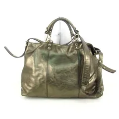 プリニオ ヴィソナ ショルダーバッグ ミニボストン 2way イタリア製 鞄 ブランド レディース グリーン系 PLINIO VISONA 【中古】