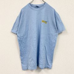 古着 used　SOL’S　半袖プリントTシャツ　NAPO　クルーネック　レトロデザイン　水色　ライトブルー　Lサイズ