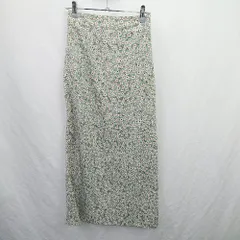 ◇ ⊂ flower フラワー ロング フレア デザイン花柄総柄スカート サイズ1 ライトグリーン系 レディース E  【1506300021794】