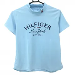 【新品】トミーヒルフィガー 半袖ハイネックシャツ ライトブルー×ネイビー レディース M ゴルフウェア 2023年モデル Tommy Hilfiger Golf