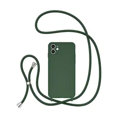 UEEBAI ケース 対応 iPhone 12 6.1 inch 対応 ケース ストラップ付きケース リキッドシリコンケース 肩がけ 首掛け 紐付き 斜めかけ 縄掛けケース 薄型 軽量 耐衝撃 長さ調整可能 取り外し可能ケース ネックストラップ ショルダー 0