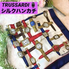 トラサルディ　TRUSSARDI　スカーフ　ストール　シルク100％　時計柄　ビンテージ
