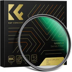 K&F Concept 46mm ブラックミスト1/8 ソフト効果 1/8 コントラスト調整用ソフト描写用フィルター 日本製AGC光学ガラス 航空アルミ材質 超薄枠 撥水撥油 擦り傷防止（46mm Black Mist）【メーカー直営】