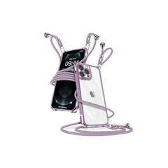 iPhone 12 Pro ケース クリア ショルダー iPhone12Pro スマホケース アイフォン12Pro カバー 肩掛け 斜めかけ 縄掛けケース 透明 薄型 軽量 TPU 携帯ケース 紐付き 斜めがけ 織りストラップ付き 長さ調整可能 取り外し可 0