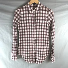 セオリー theory シャツ ブラウス 長袖 チェック柄 シワ加工 綿 日本製 白 黒 紫系 2サイズ 883857