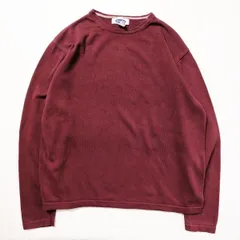 2001年 オールドネイビー リブ無し コットン ニットセーター (XL) エンジ系 無地 クルーネック 00's 00年代 旧タグ ギャップ OLD NAVY GAP　アメリカ古着 USED  ビンテージ ヴィンテージ