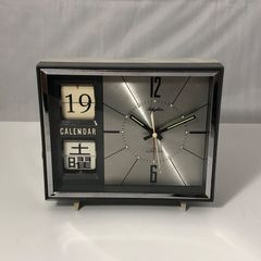 昭和レトロ RHYTHM リズム時計工業製 パタパタ時計 アラーム付ゼンマイ式ミッドセンチュリー置時計
