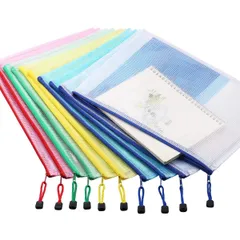 新品 旅行 事務 学生 出張収納 連絡袋に適しています り、ファイル袋は保管し、持ち運びを容易にします 防水可能 半透明 デザインジッパー式ファイル袋 10個セット… グリッド線 A4 RSVLEI