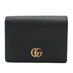 GUCCI グッチ GGマーモント プチマーモント 2つ折財布 二つ折り財布 ミニウォレット レザー ブラック 黒 ゴールド金具 456126